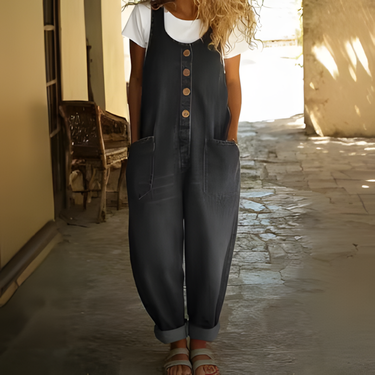 Saylor - Vintage Soft Cotton Denim-Look Overalls