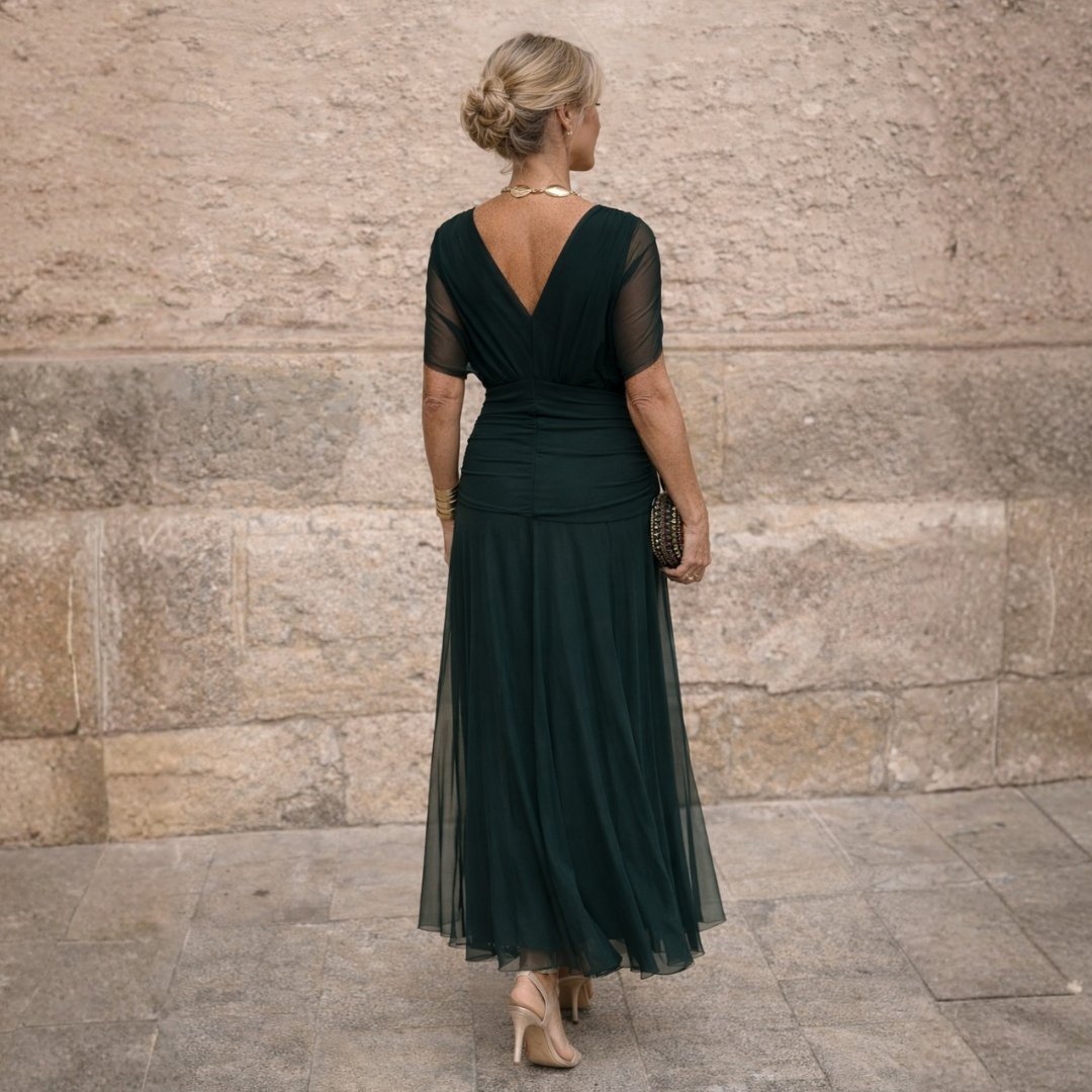 Florendra | Long Floral V Neck Dress