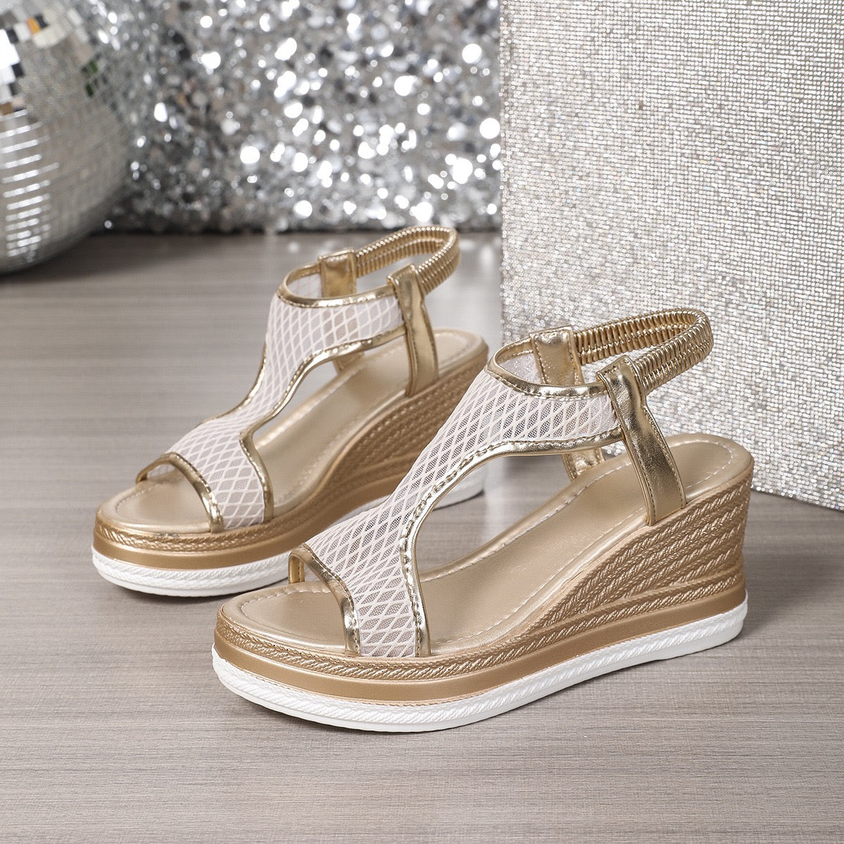 Nerisse | Mesh Wedge Sandals