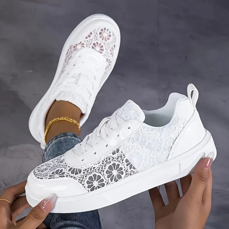 Rosewood | Floral Lace Trainers