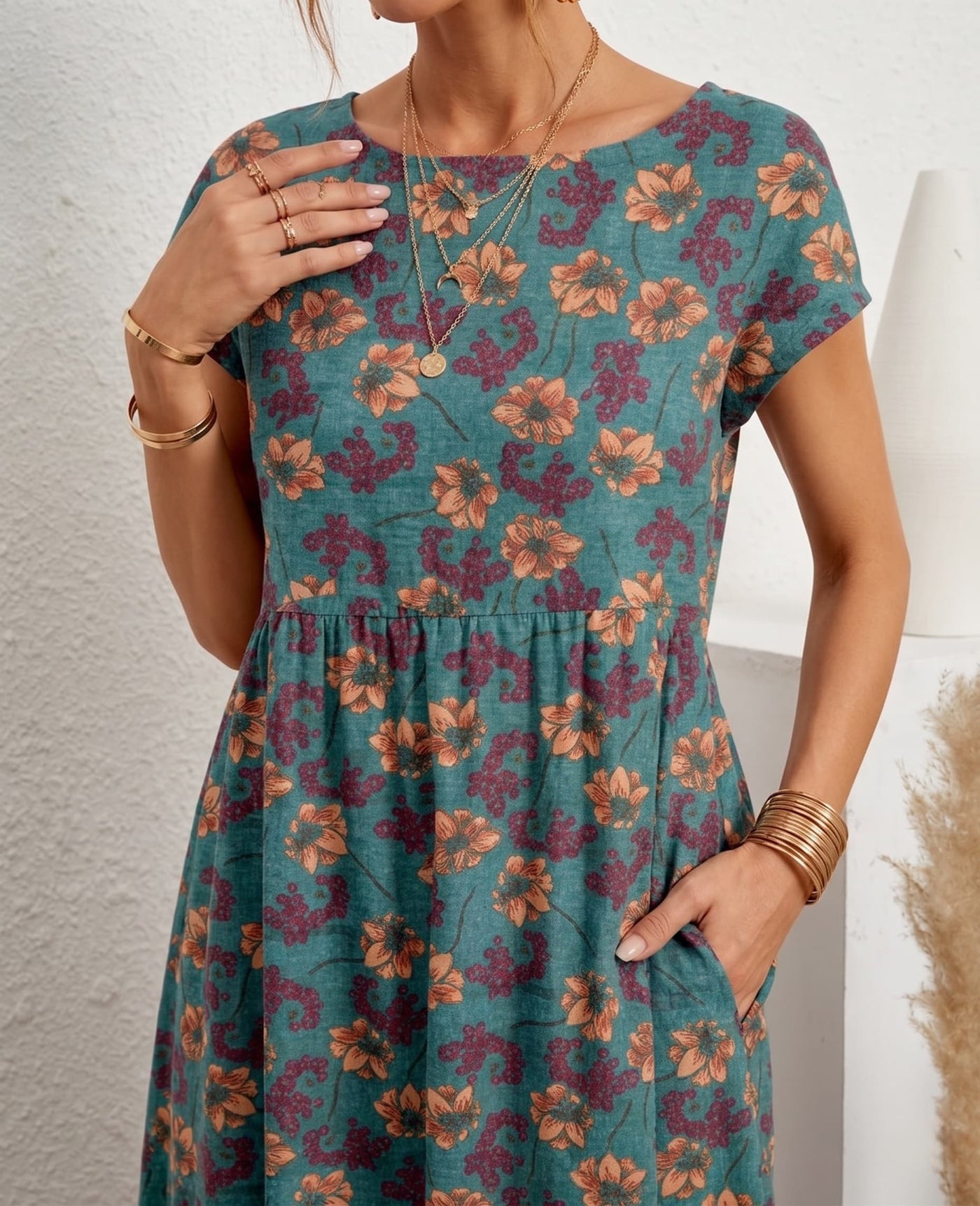 Aurelia™ — Timeless Grace Floral Midi Dress