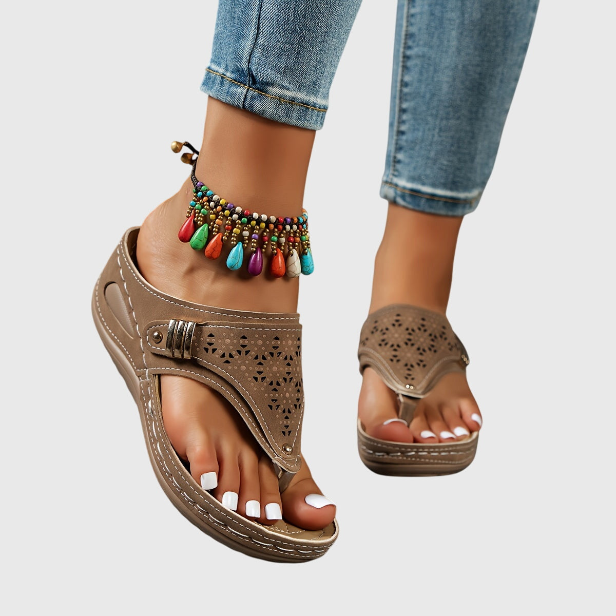 Rosalba | Striped Comfort Flip-Flop Sandals