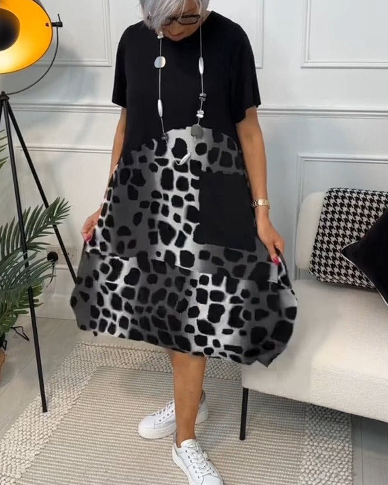 Zara | Printed Midi Dress With Pockets