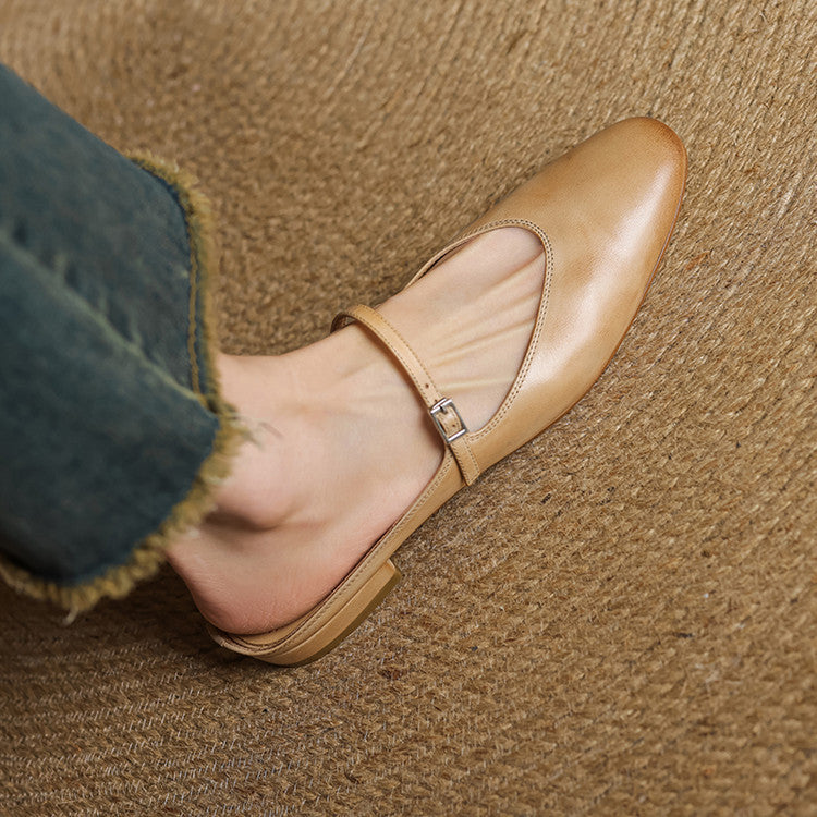 Sarah Mary-Jane Leather Flats