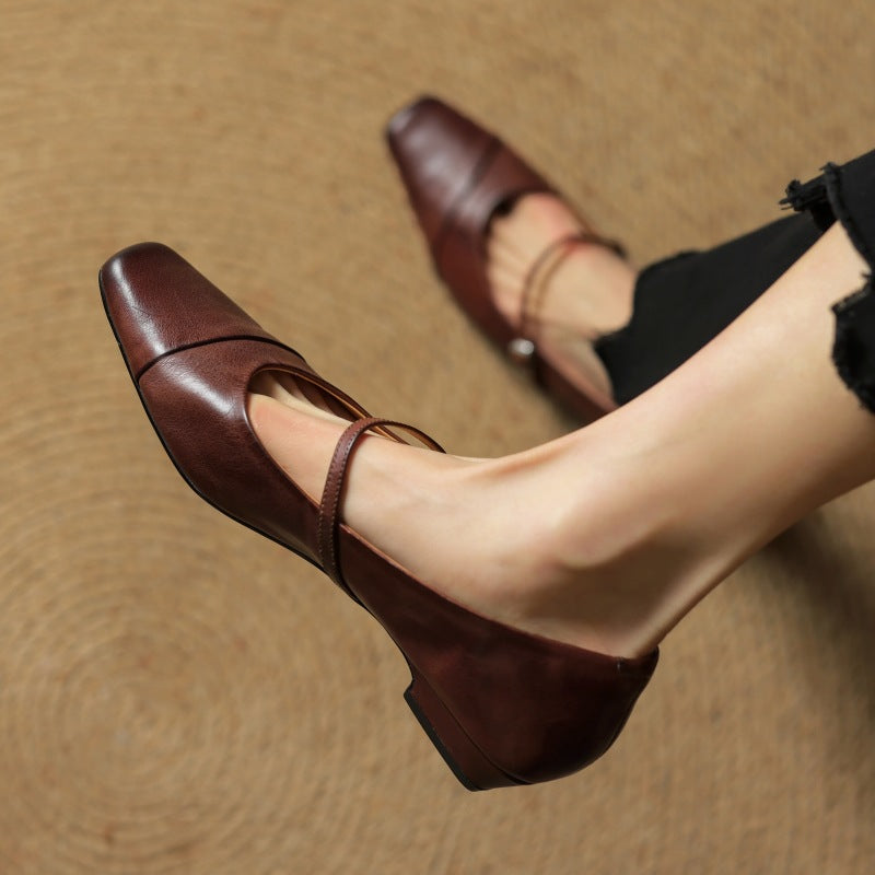 Aurette Leather Mary Jane Flats
