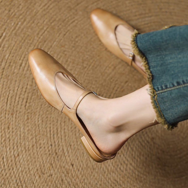 Sarah Mary-Jane Leather Flats