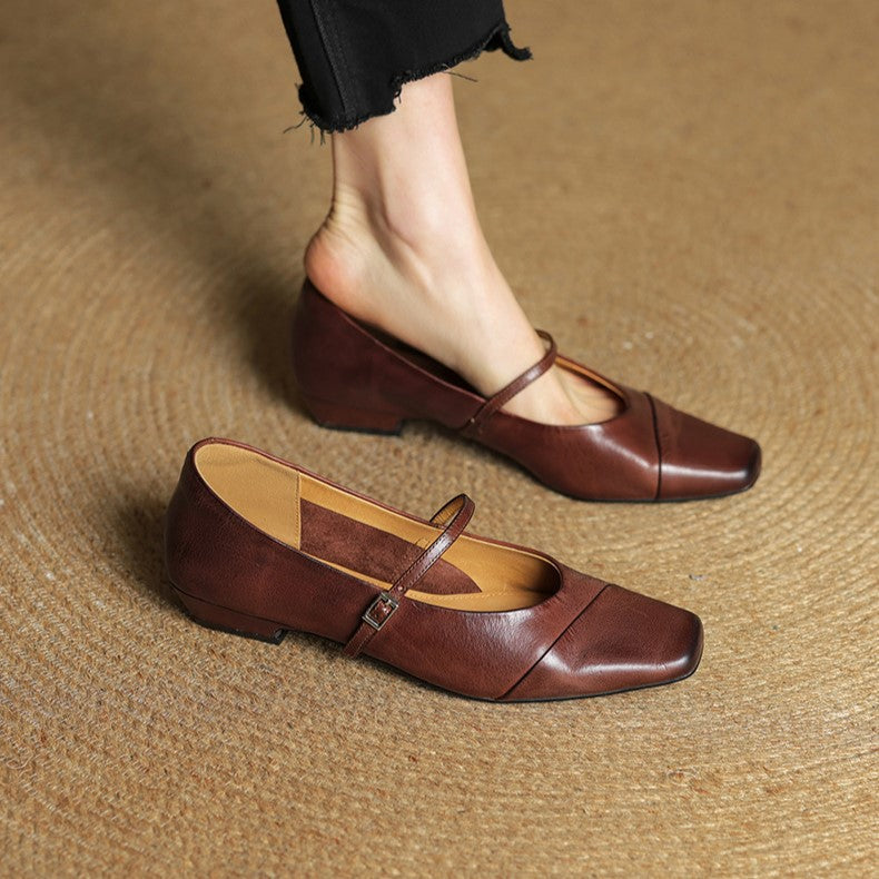Aurette Leather Mary Jane Flats