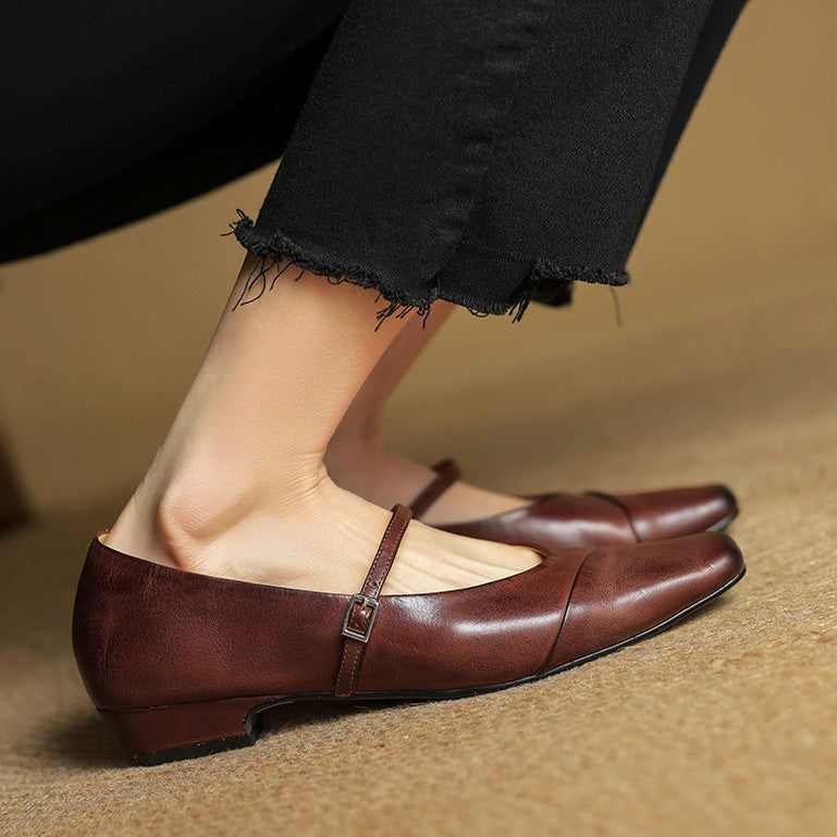 Aurette Leather Mary Jane Flats