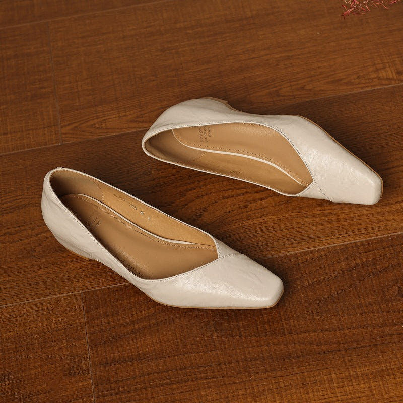 Noémie Square-Toe Leather Flat