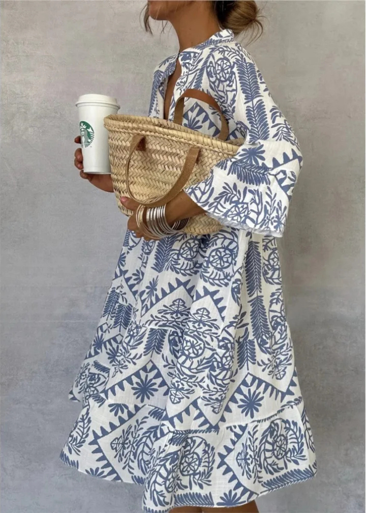 Anya | Boho Print Flowy Midi Dress
