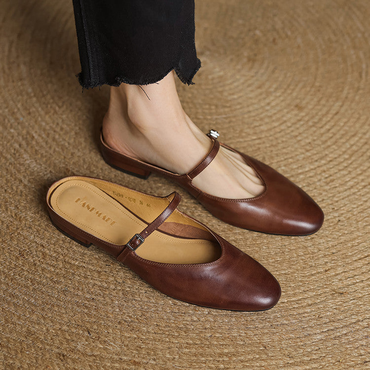 Sarah Mary-Jane Leather Flats