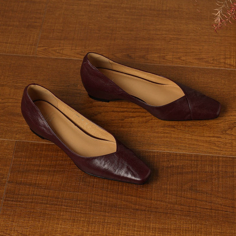 Noémie Square-Toe Leather Flat