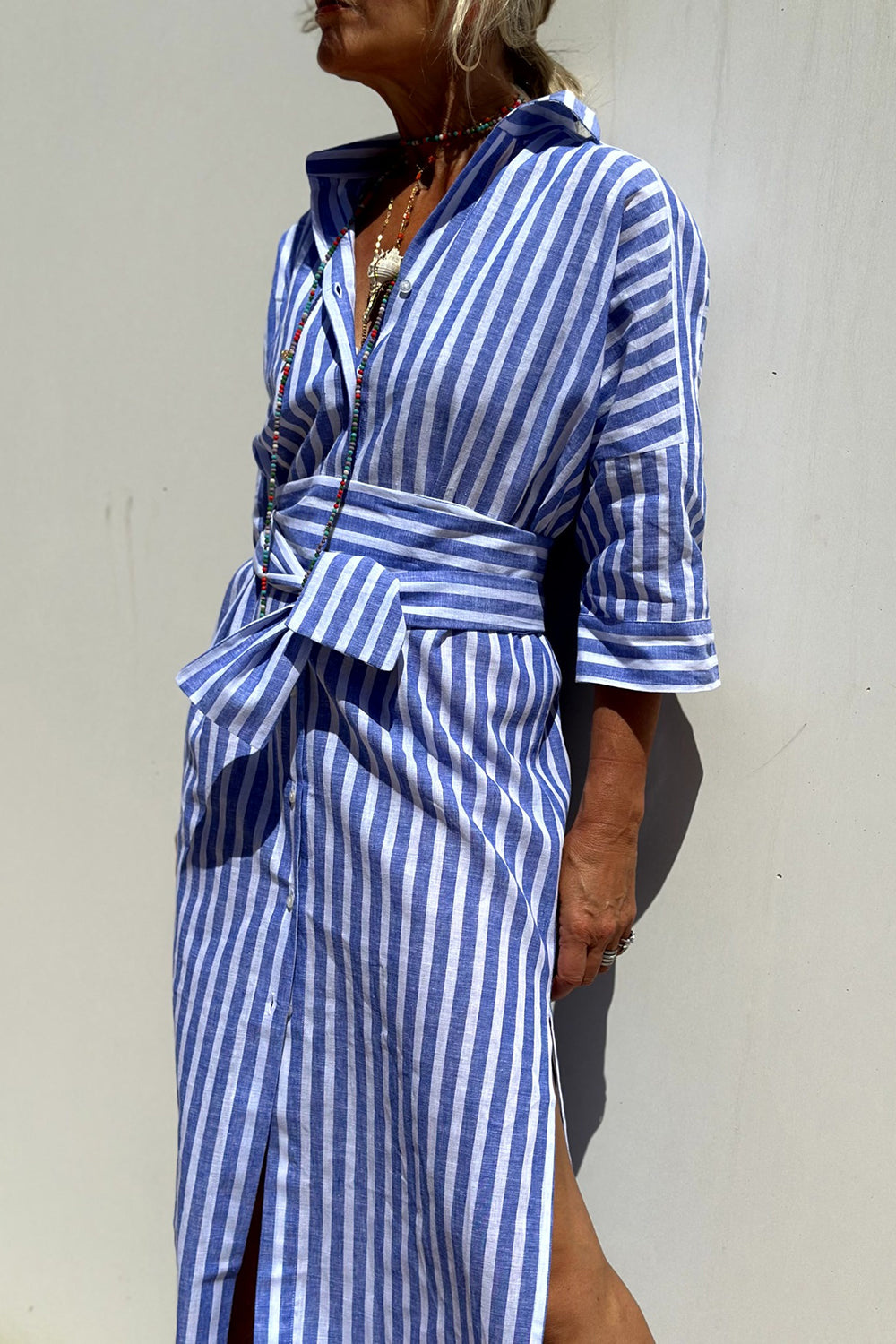 Emeline | Striped Button-Down Midi Dress