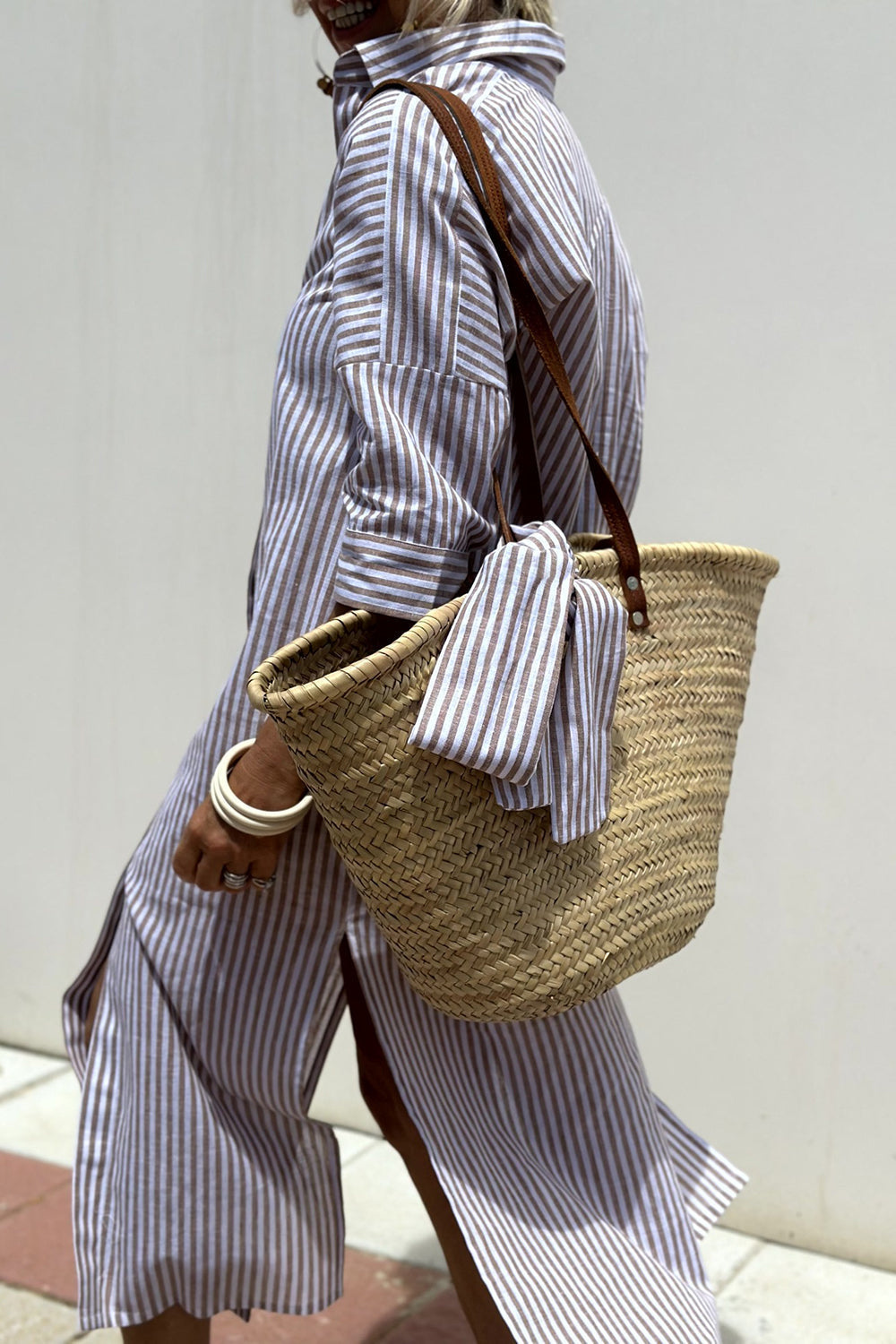 Emeline | Striped Button-Down Midi Dress