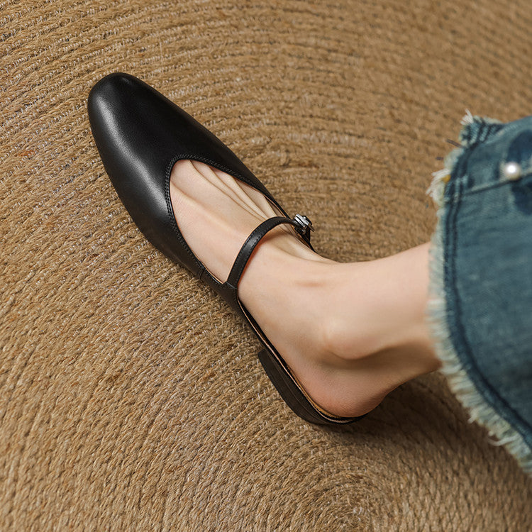 Sarah Mary-Jane Leather Flats