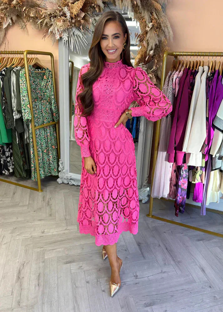 Lucrezia | Lace Mock-Neck A-Line Midi Dress