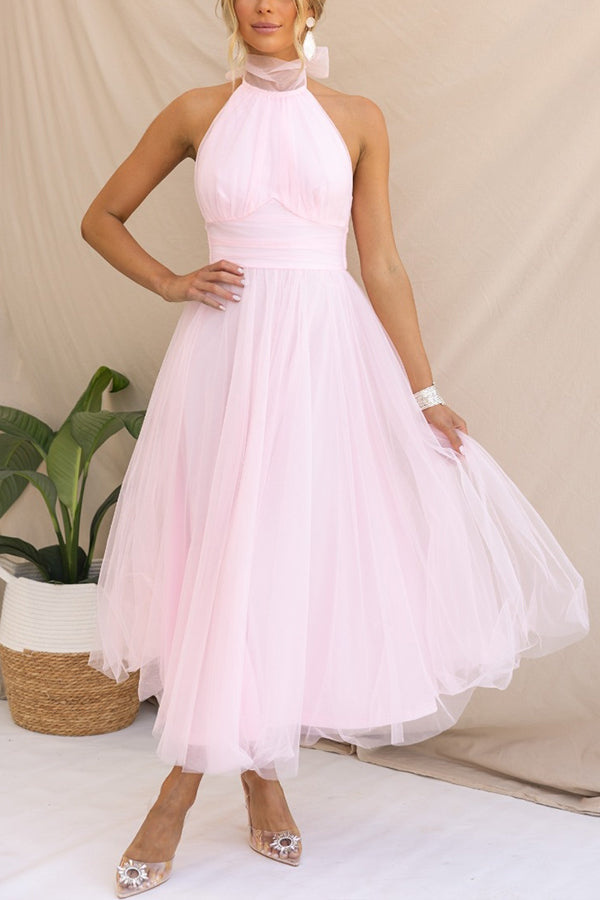 Celestia | Chiffon Halter A-Line Midi Dress
