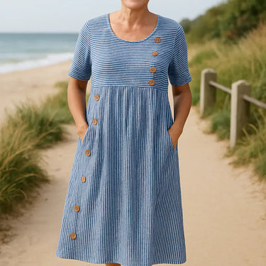 Brienne | Striped Midi Dress – Effortless Comfort, Everyday Confidence