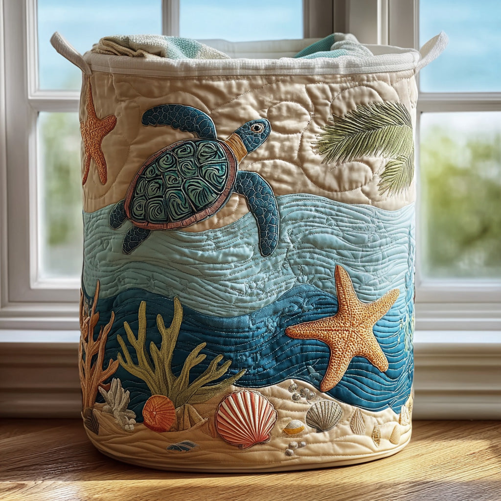 Virginia | Coastal Quilted Laundry Basket