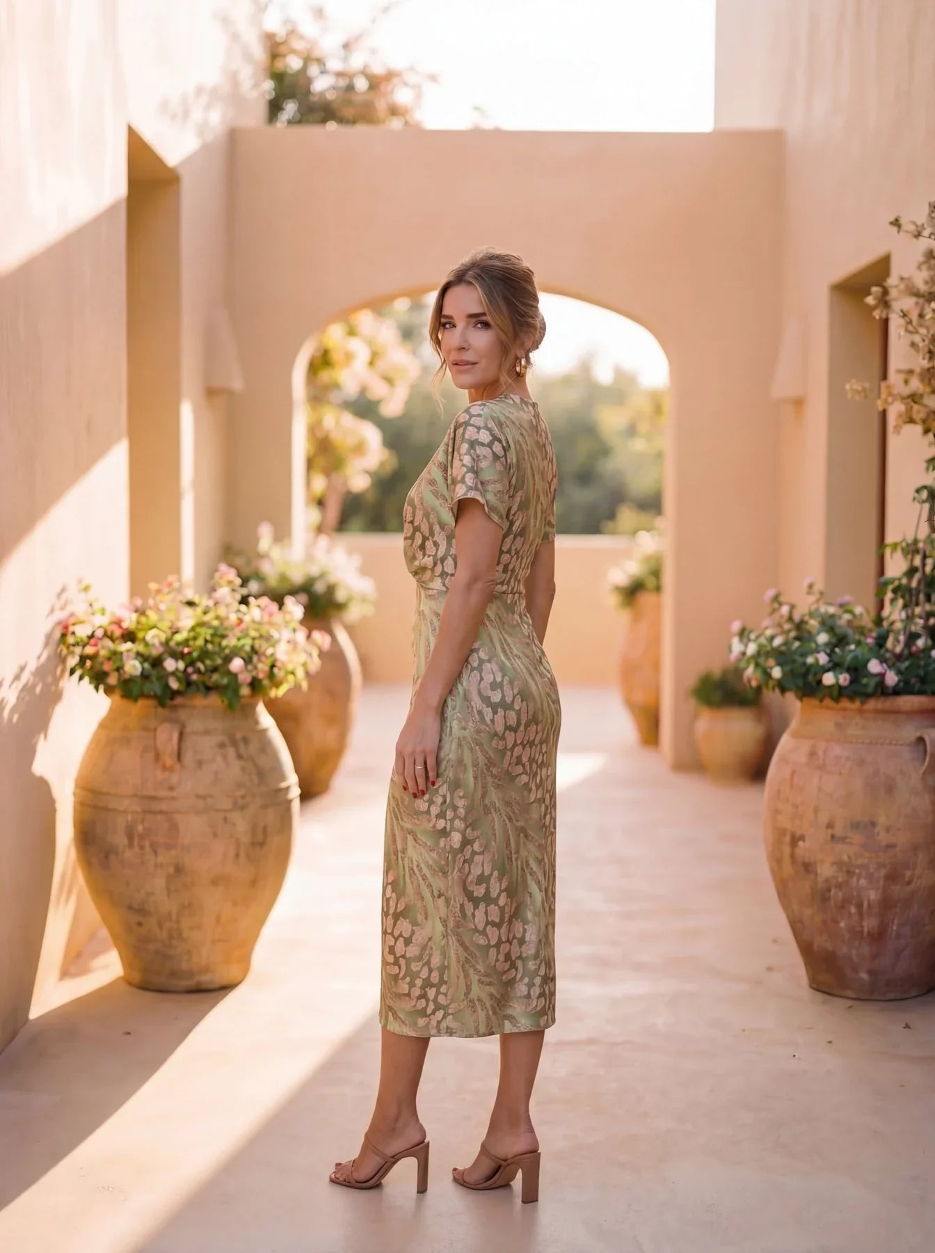 Jasmine | Elegant Twist-Waist Midi Dress