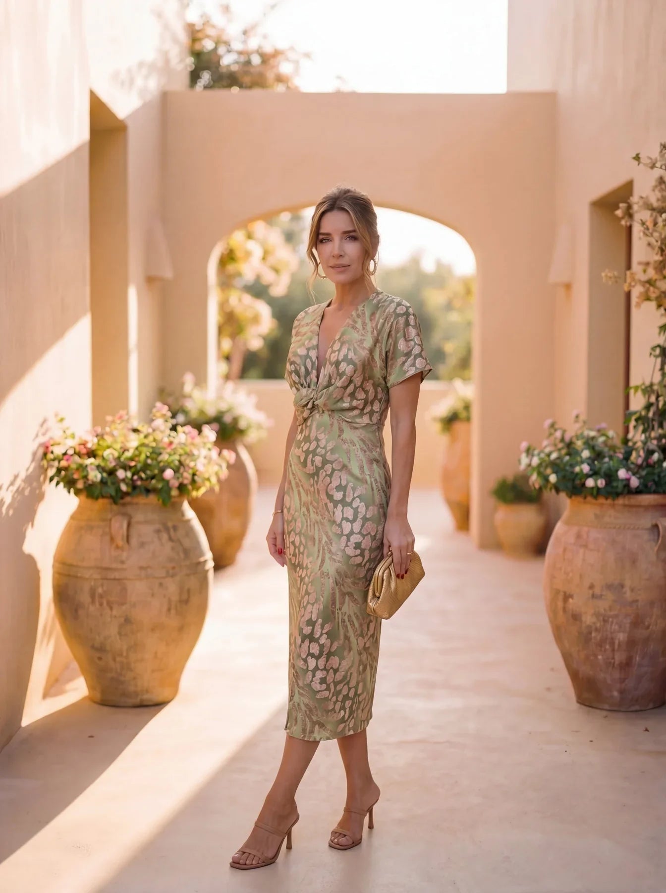 Jasmine | Elegant Twist-Waist Midi Dress