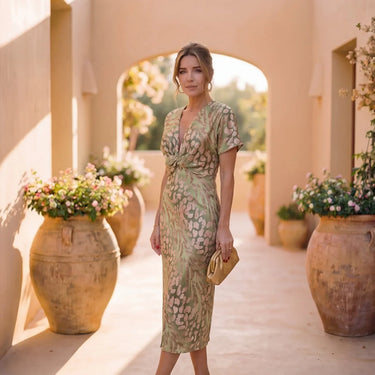 Jasmine | Elegant Twist-Waist Midi Dress