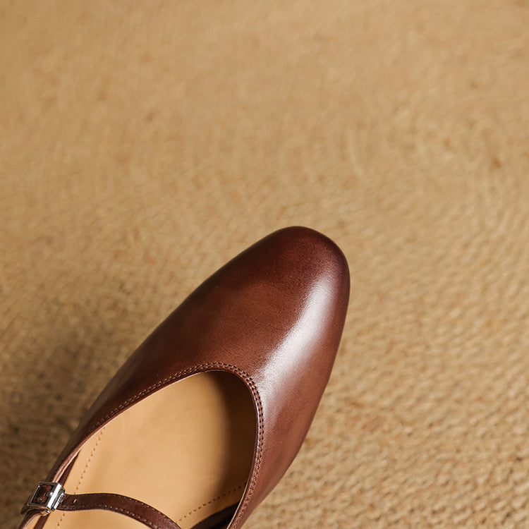 Sarah Mary-Jane Leather Flats