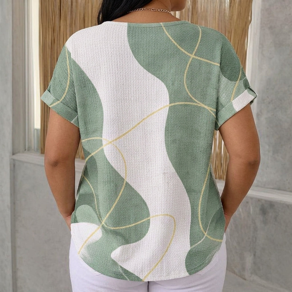 Calanthe | Abstract Colour Block Blouse