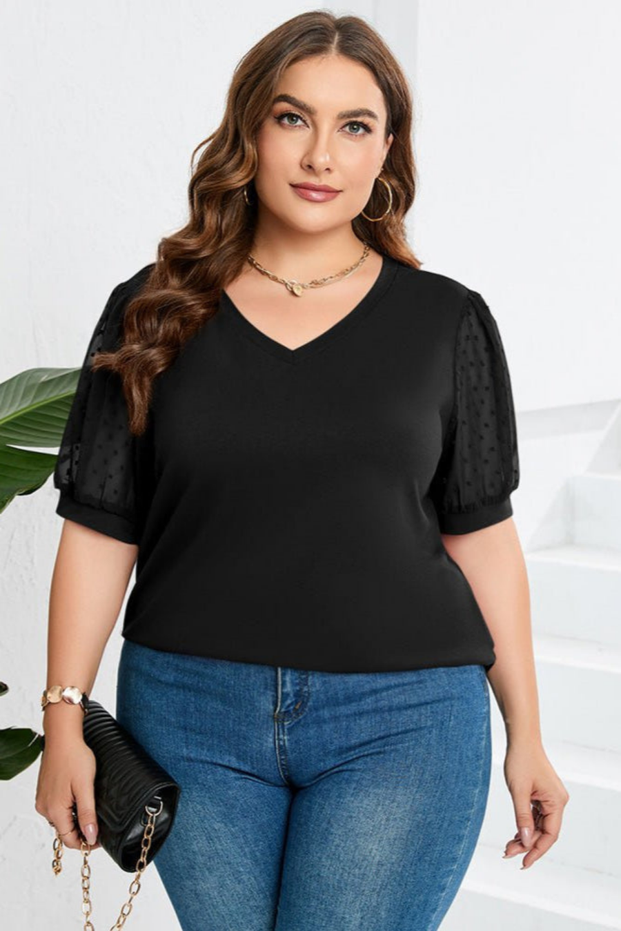 Della | Swiss Dot Puff Sleeve Top