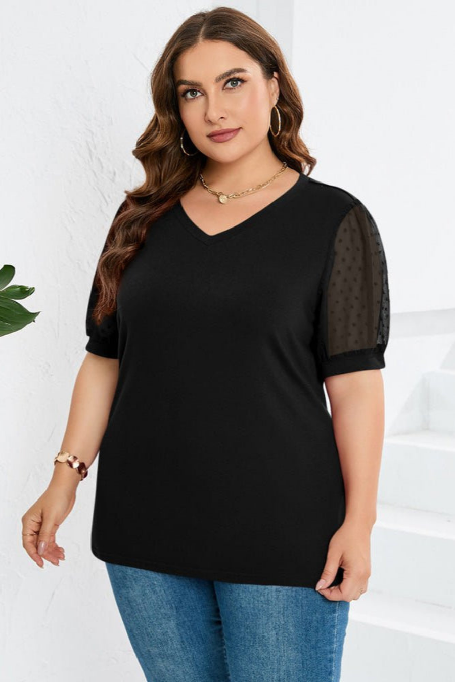 Della | Swiss Dot Puff Sleeve Top