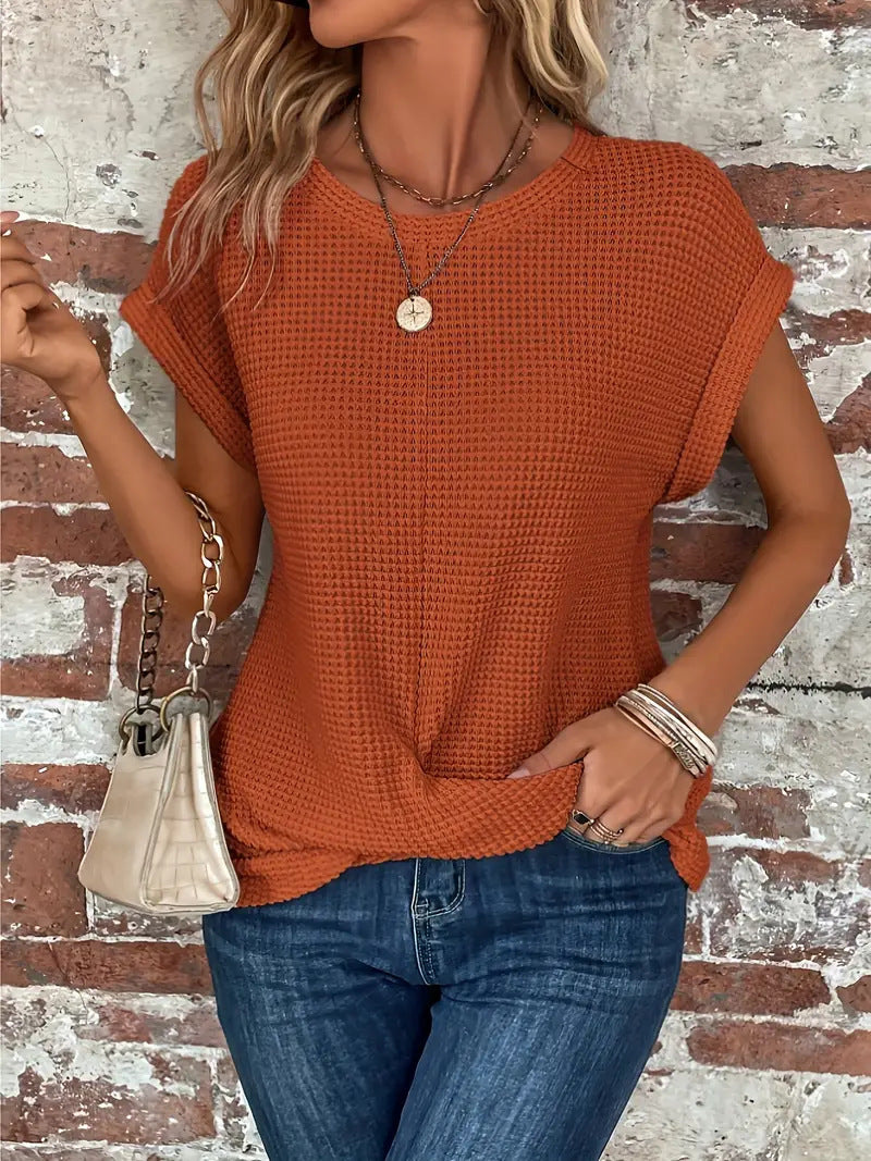 Cosette | Waffle Knit Short Sleeve Top