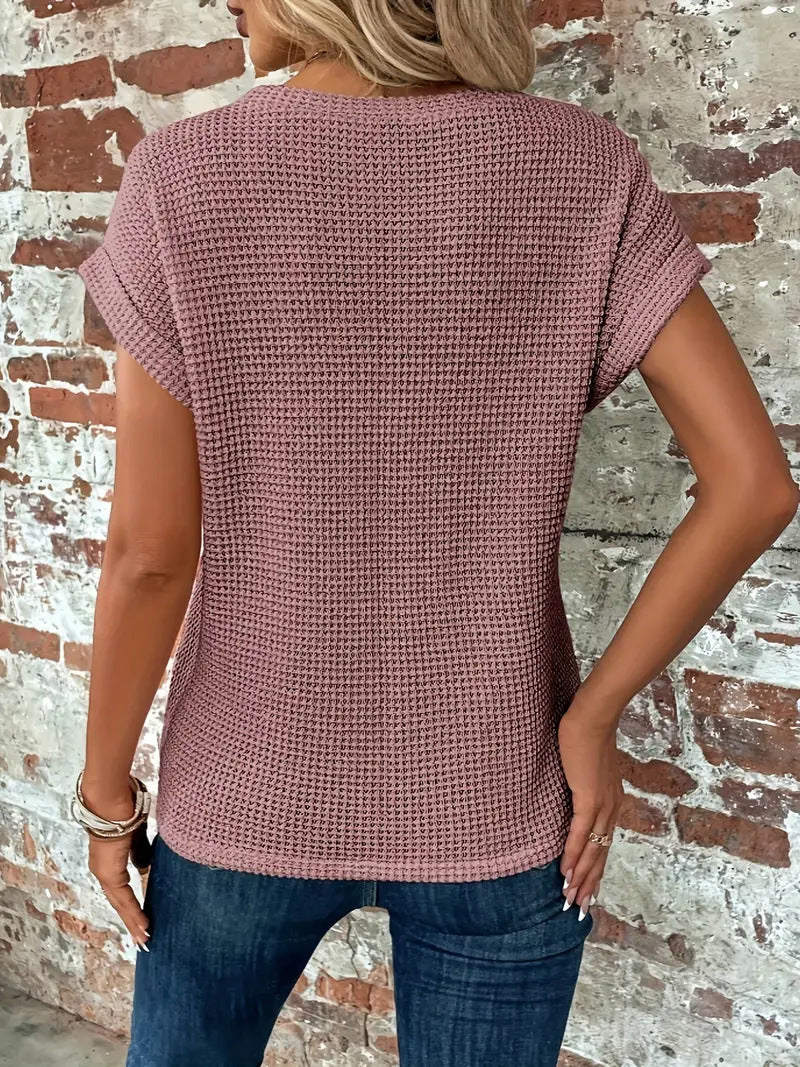 Cosette | Waffle Knit Short Sleeve Top