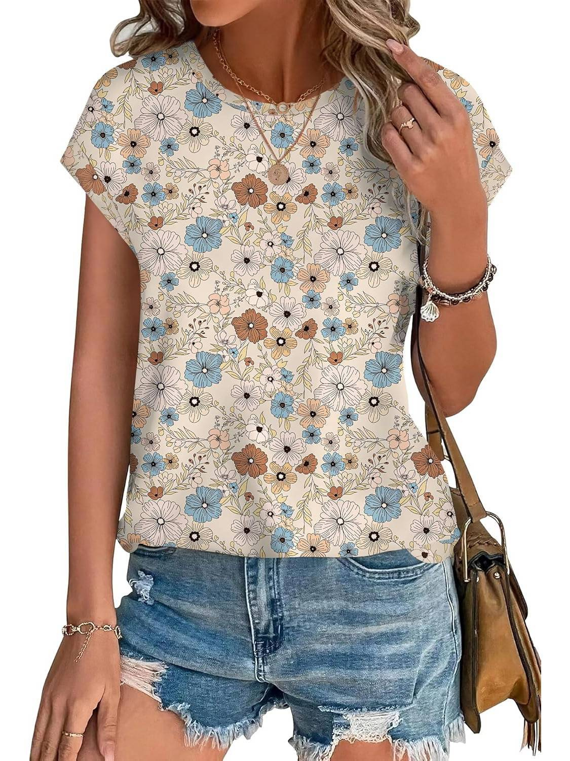 Faye | Botanical Print Cap Sleeve Top