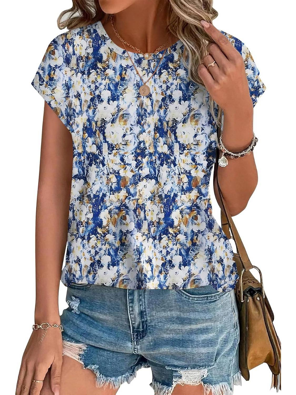 Faye | Botanical Print Cap Sleeve Top