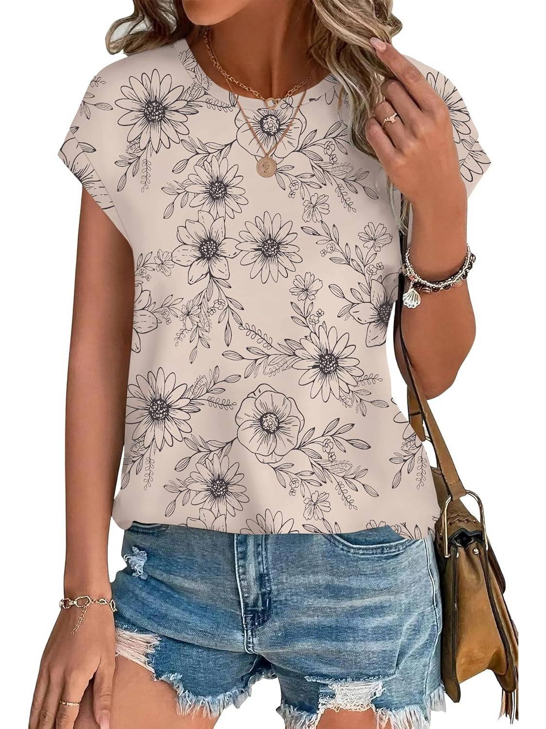 Faye | Botanical Print Cap Sleeve Top