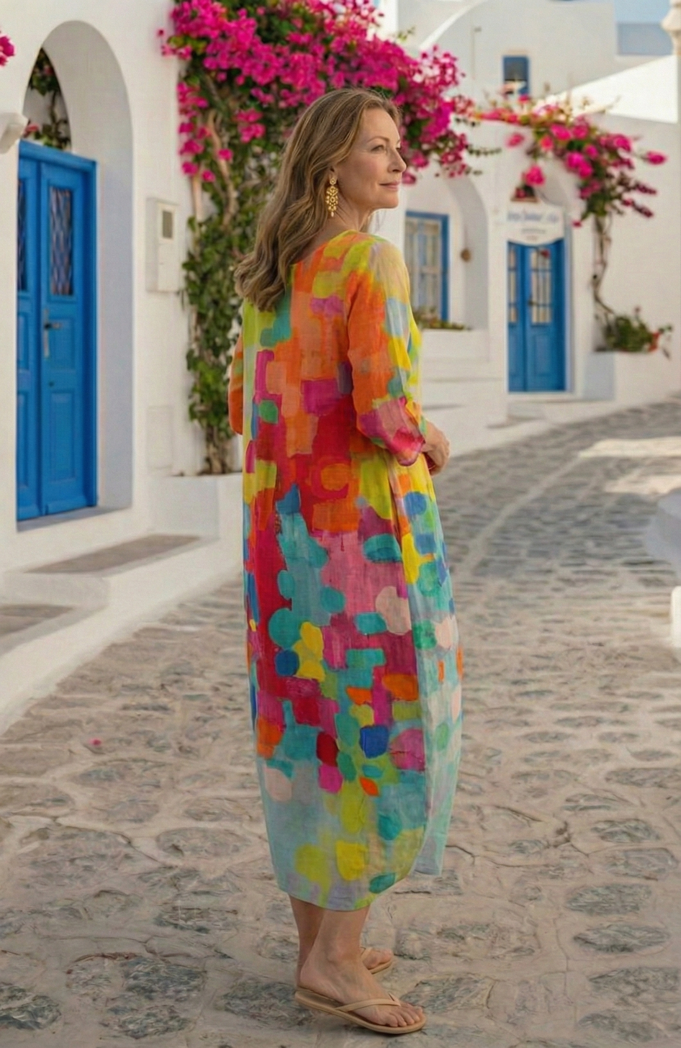 Anastasia - Colorful Printed V-Neck Dress