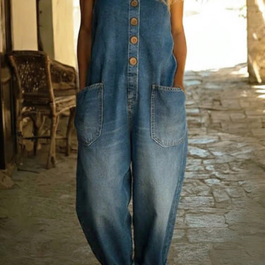 Saylor - Vintage Soft Cotton Denim-Look Overalls