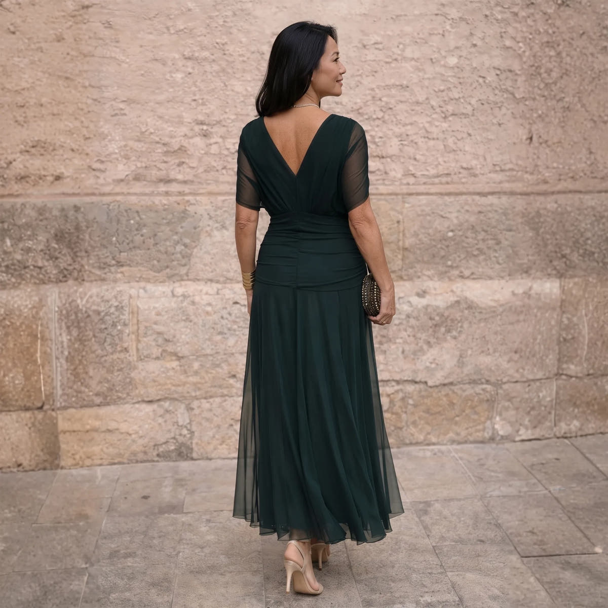 Florendra | Long Floral V Neck Dress