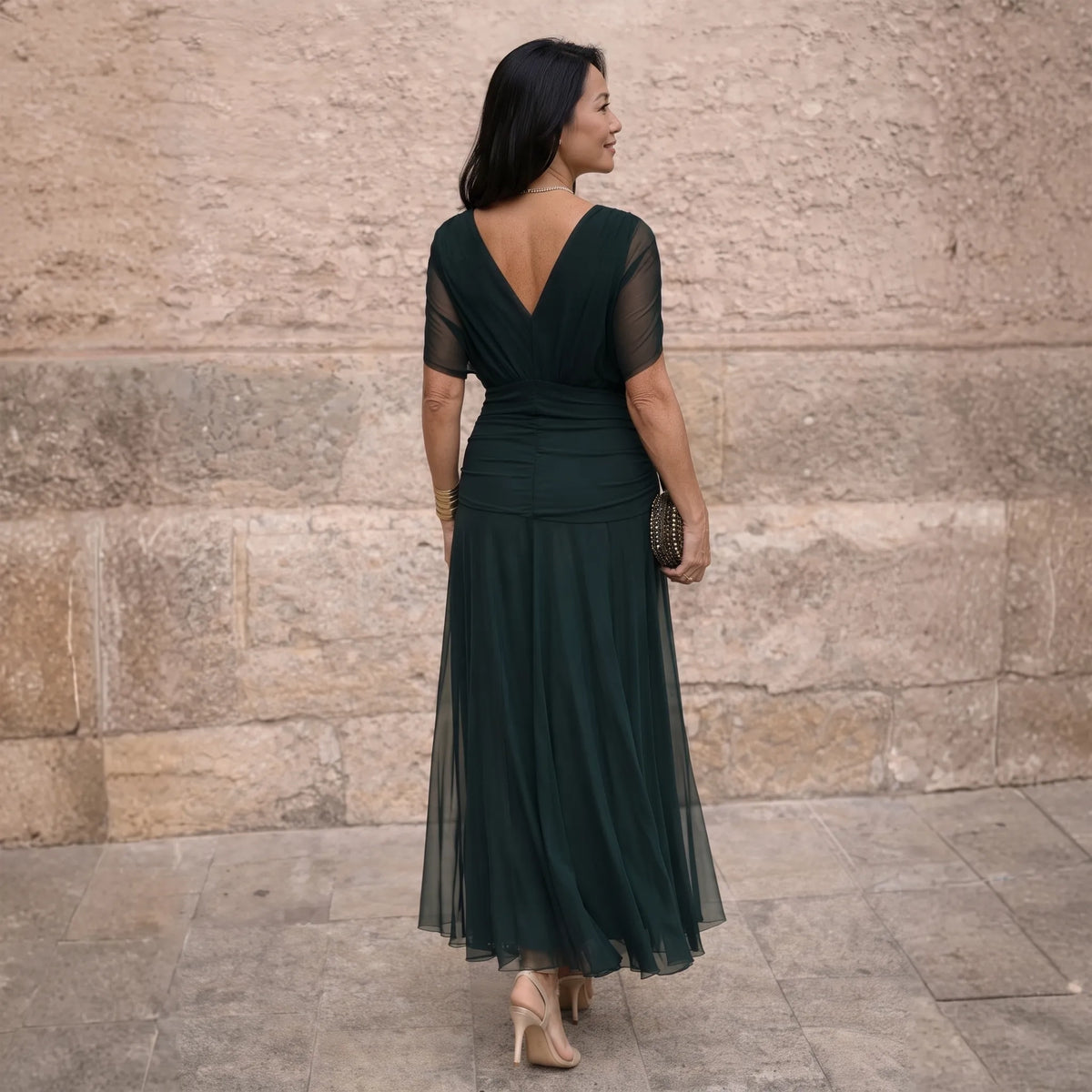 Florendra | Long Floral V Neck Dress