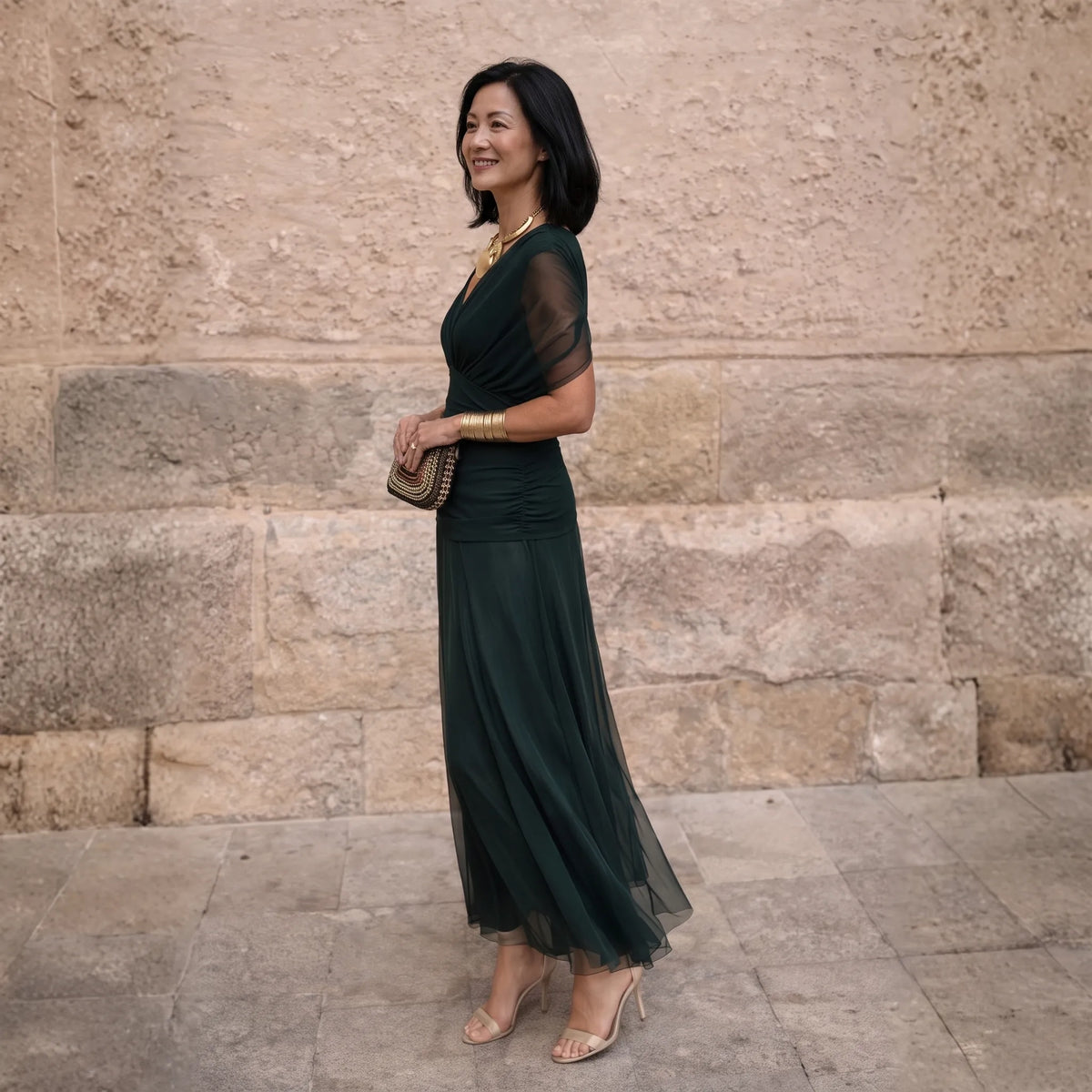 Florendra | Long Floral V Neck Dress