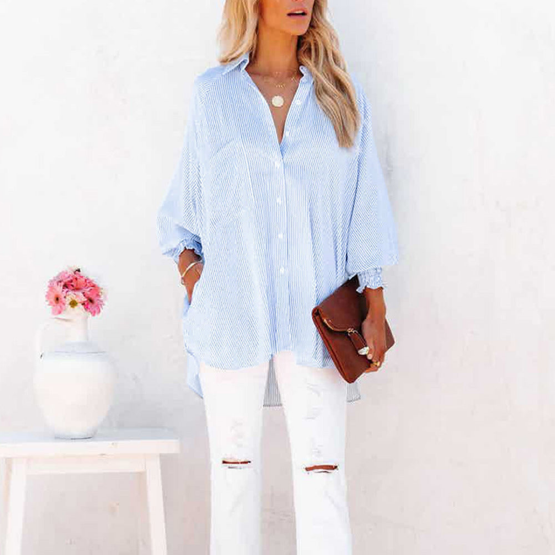 Harlow | Striped Smocked Sleeve Blouse
