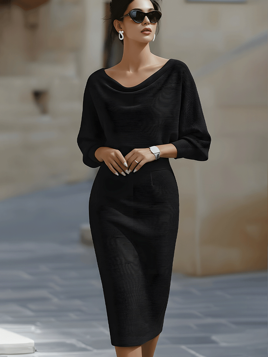 Imelda | Satin Cowl-Neck Midi Dress