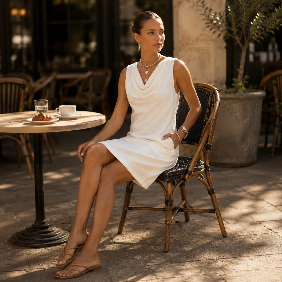 Solenne | Cowl Neck Mini Dress