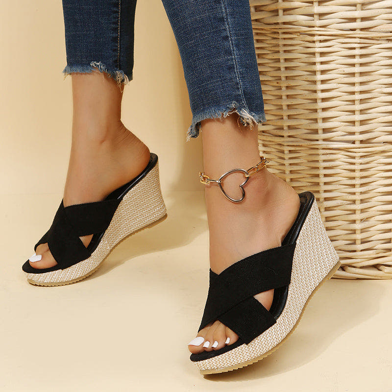 Annika | Criss-Cross Wedge Sandals
