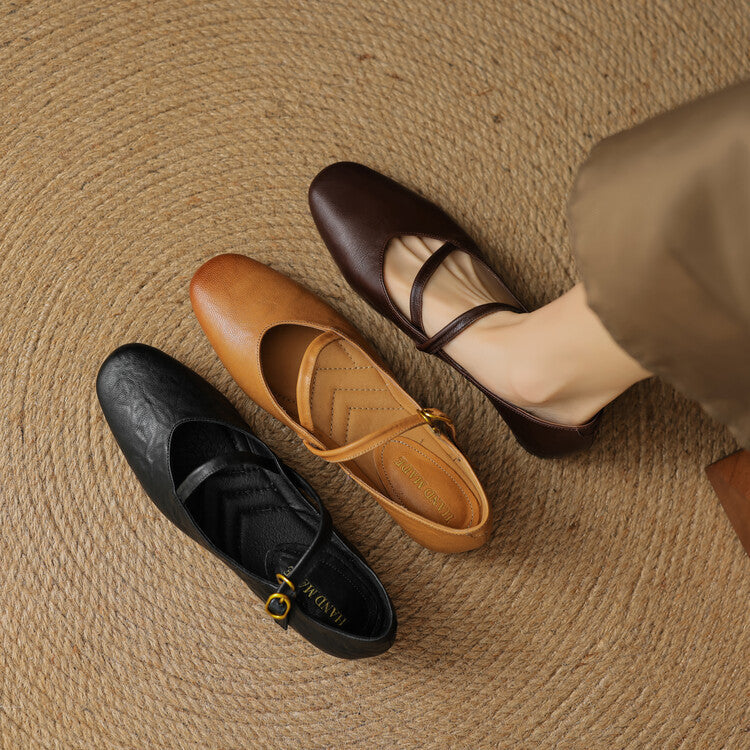 Aurelle Strap Leather Mary-Jane