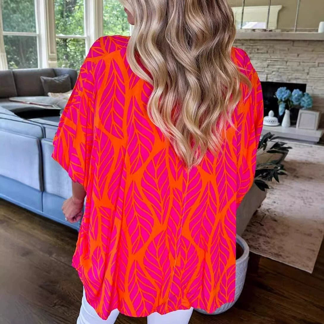 Risa | Leaf Print Puff Sleeve Blouse