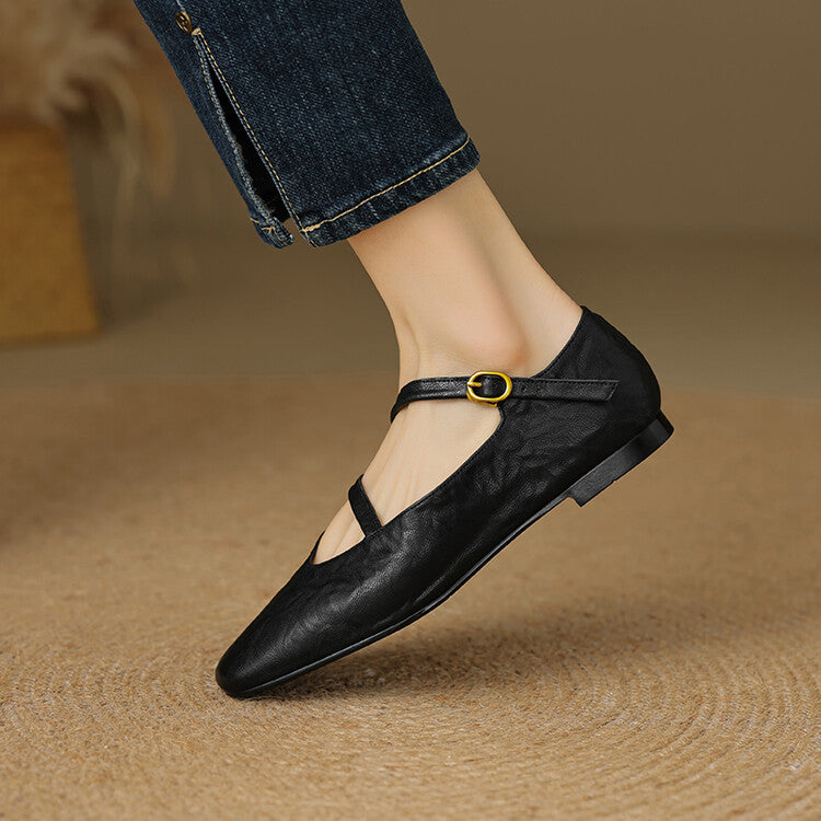 Aurelle Strap Leather Mary-Jane
