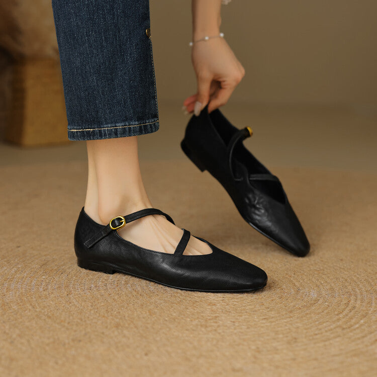 Aurelle Strap Leather Mary-Jane