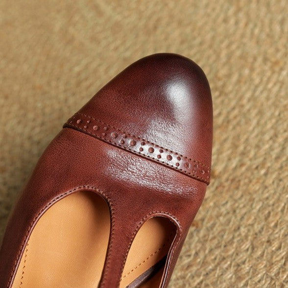 Esmira T-Strap Leather Mary Janes