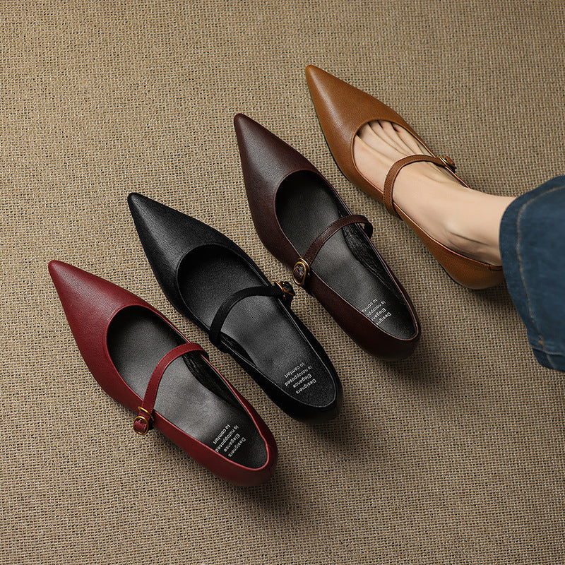 Veloria Lambskin Leather Mary Janes